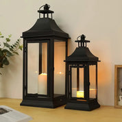 Zestaw Dwóch Metalowych Zewnętrznych Lampionów na Świece