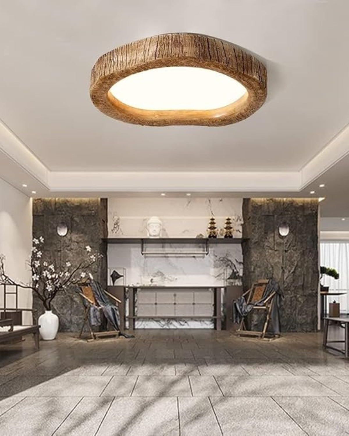 Rustykalna Lampa Sufitowa LED w Stylu Drewna
