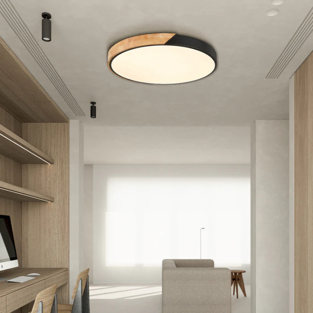 Skandynawska drewniana lampa sufitowa LED
