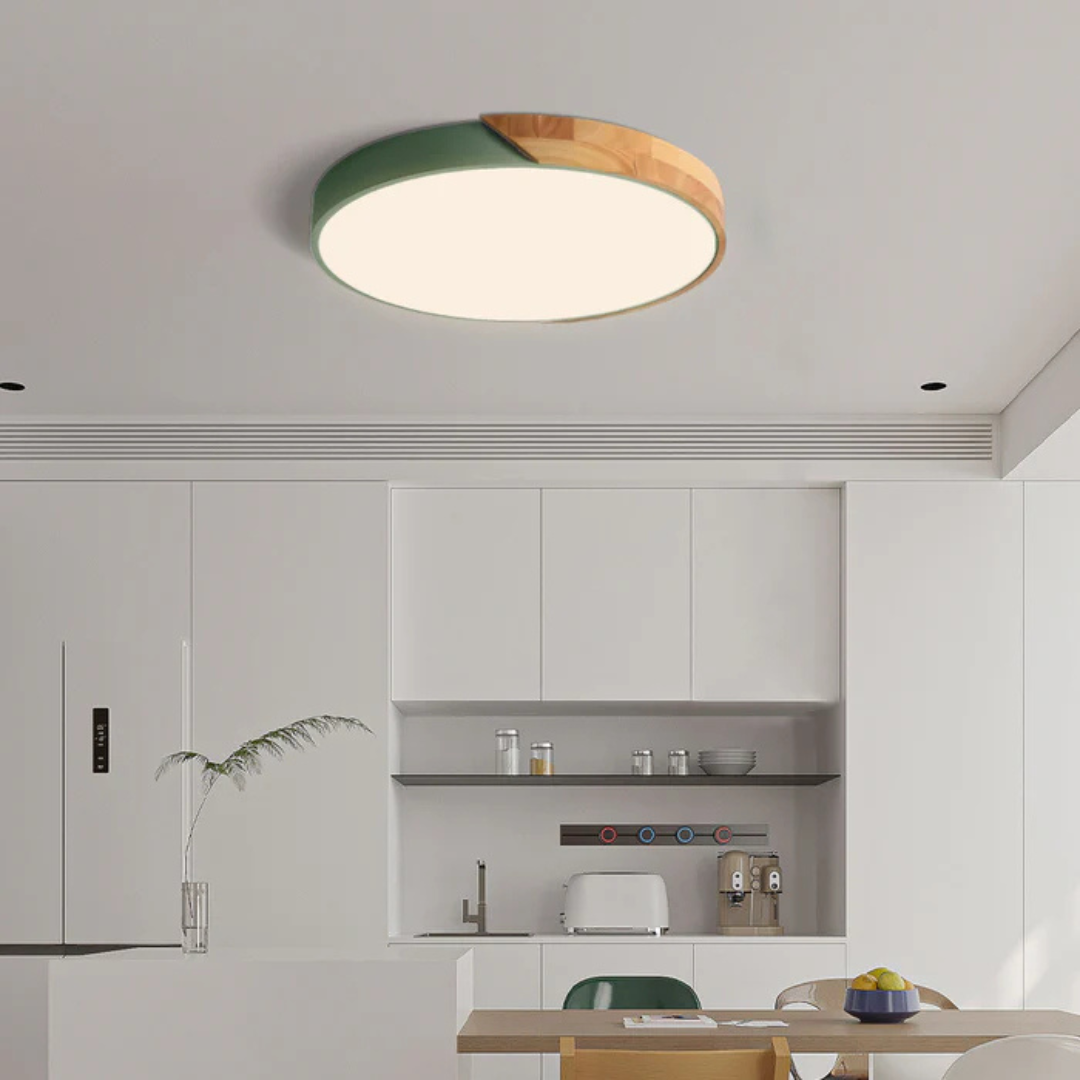 Skandynawska drewniana lampa sufitowa LED