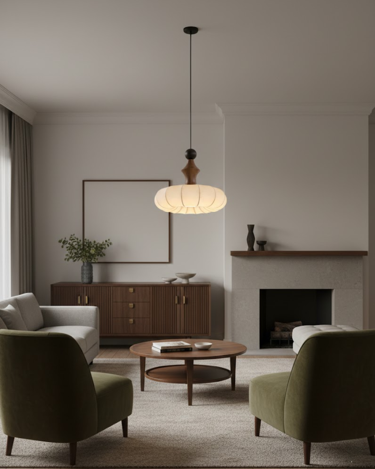 Trójkolorowa Lampa Sufitowa LED | Drewniana Podstawa