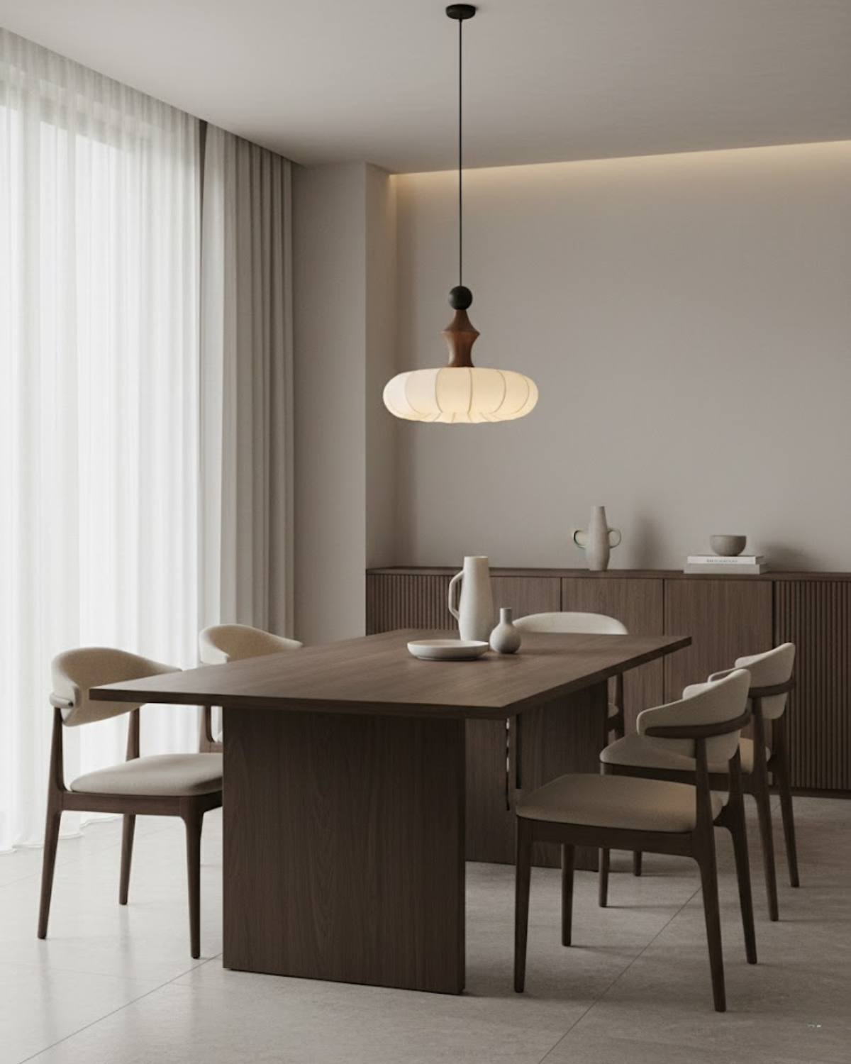 Trójkolorowa Lampa Sufitowa LED | Drewniana Podstawa