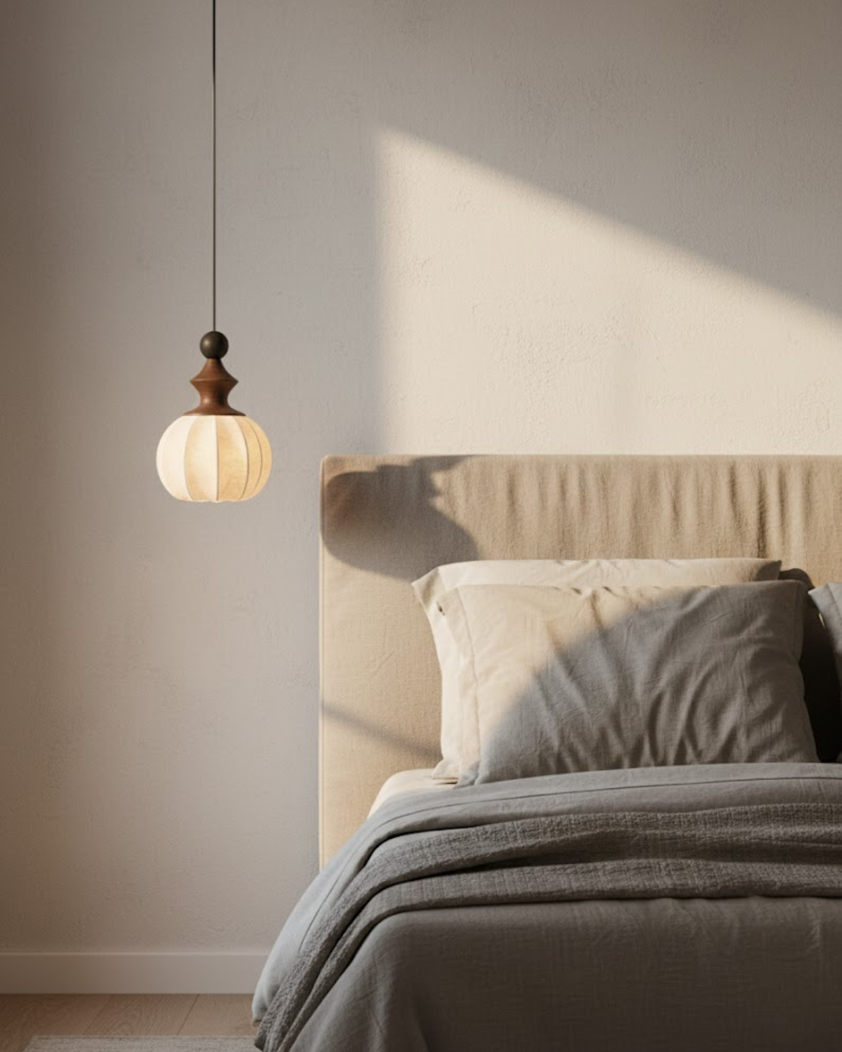 Trójkolorowa Lampa Sufitowa LED | Drewniana Podstawa