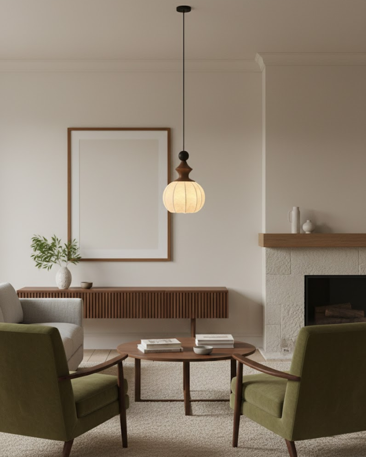 Trójkolorowa Lampa Sufitowa LED | Drewniana Podstawa
