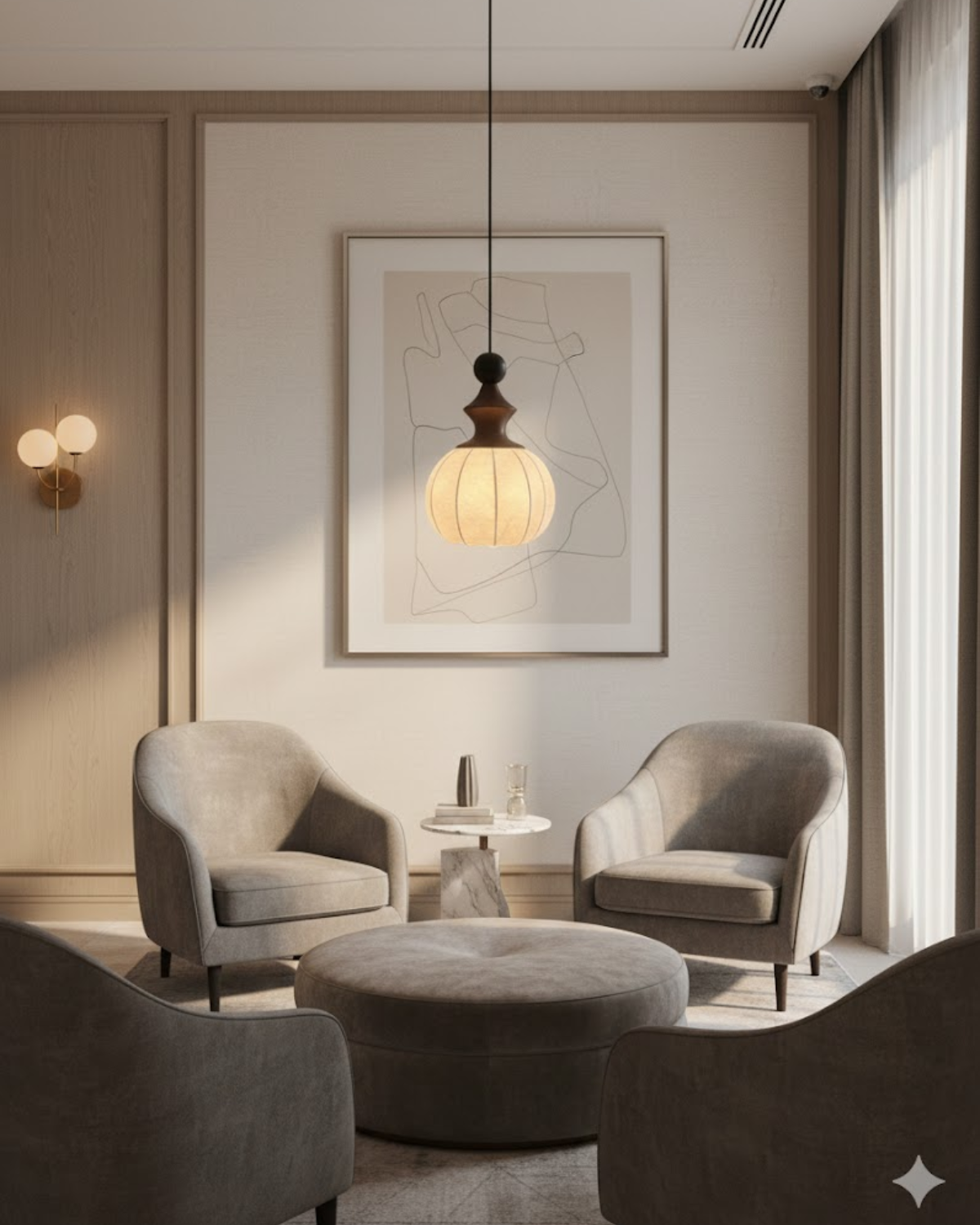 Trójkolorowa Lampa Sufitowa LED | Drewniana Podstawa