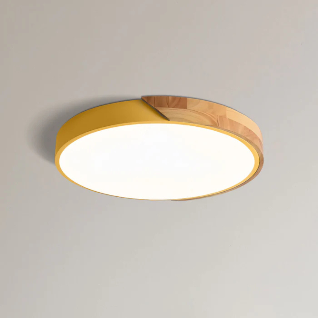Skandynawska drewniana lampa sufitowa LED