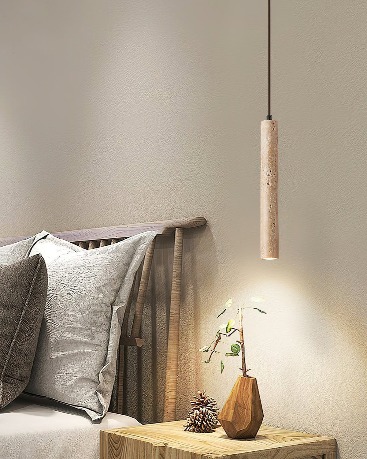 Minimalistyczna Lampa Sufitowa z Trawertynu