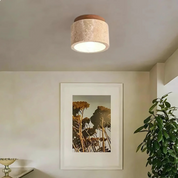 Cylindryczna lampa sufitowa z drewnianym akcentem