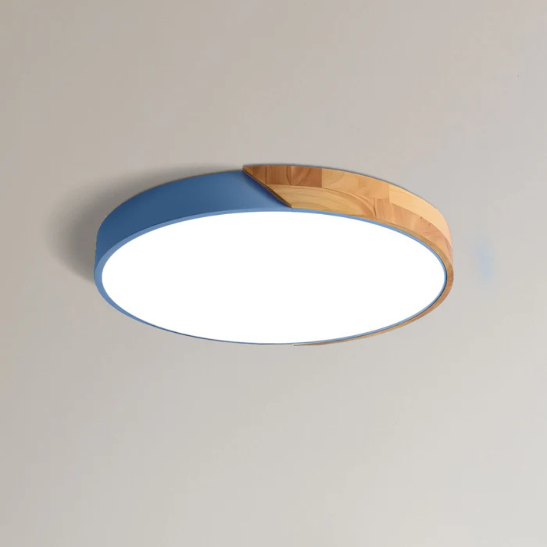 Skandynawska drewniana lampa sufitowa LED