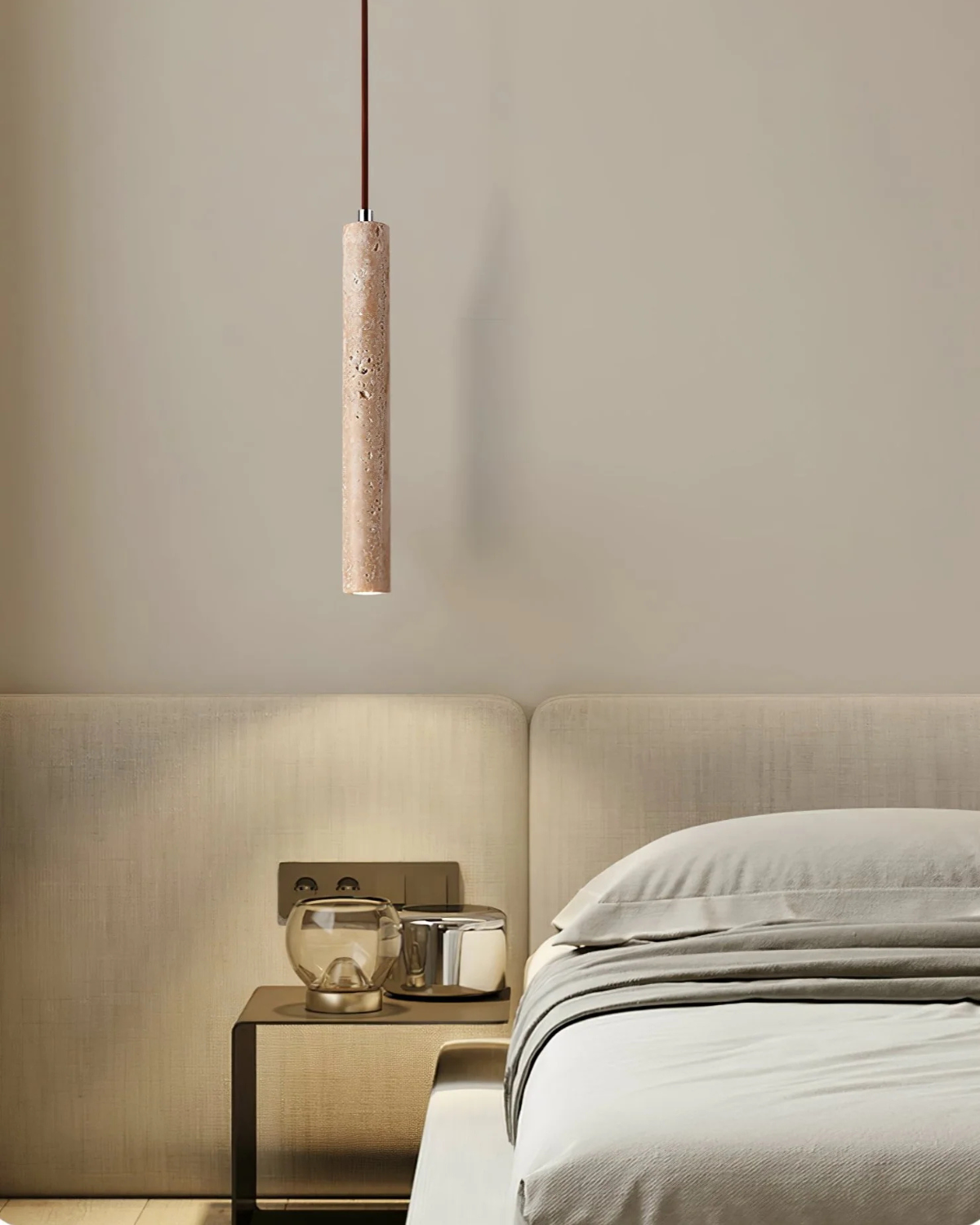 Minimalistyczna Lampa Sufitowa z Trawertynu
