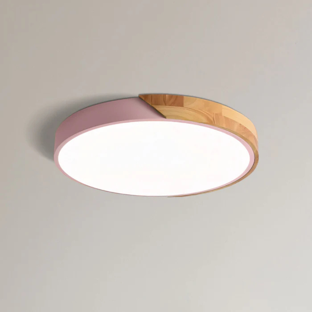 Skandynawska drewniana lampa sufitowa LED