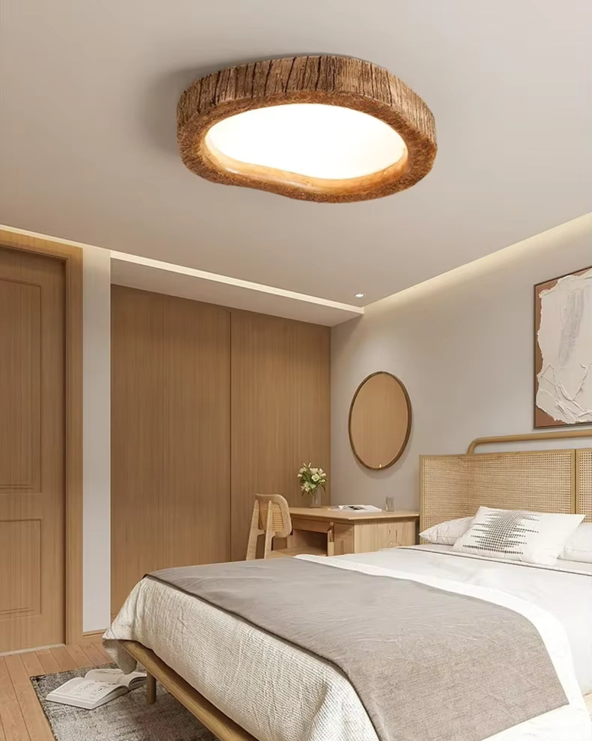 Rustykalna Lampa Sufitowa LED w Stylu Drewna