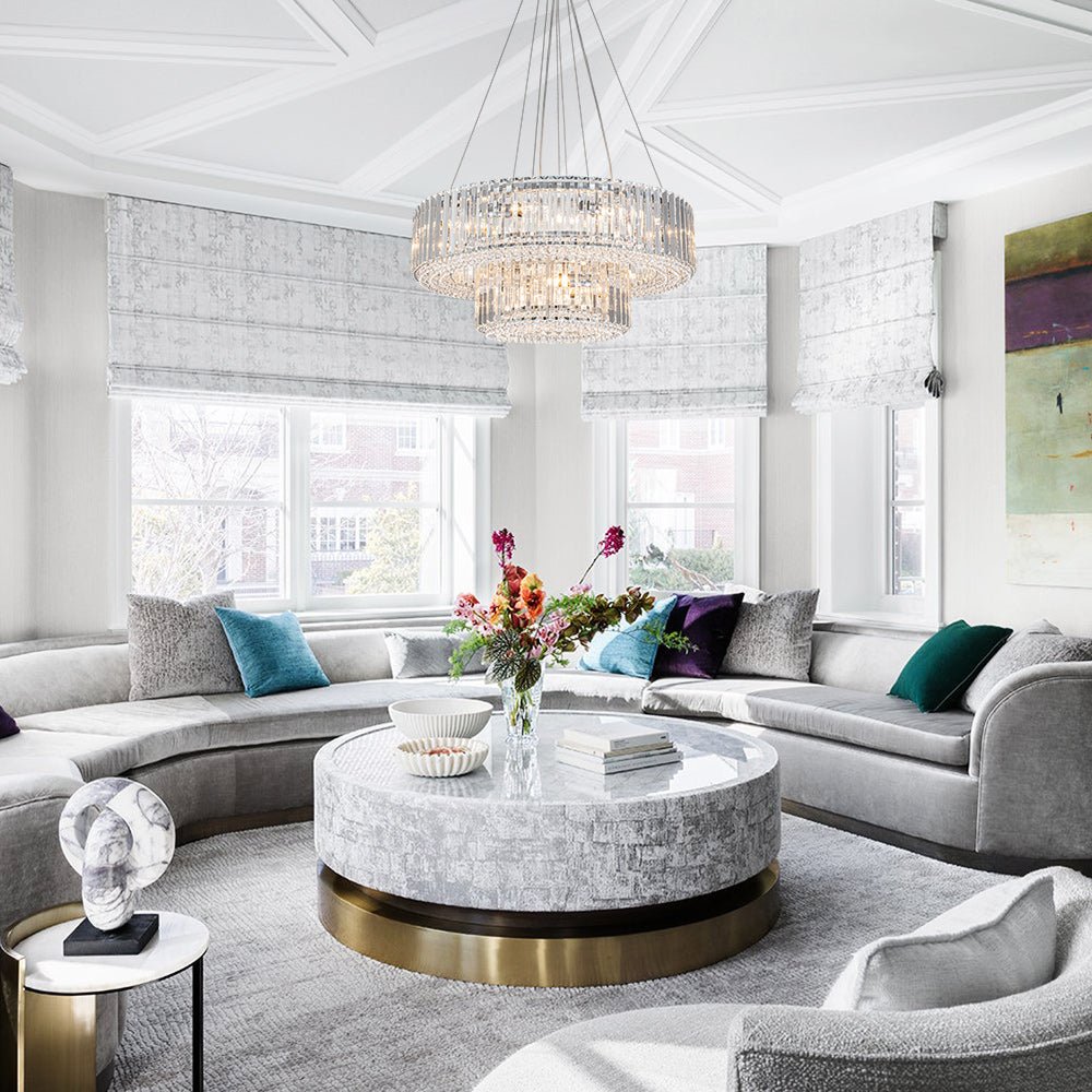 Dwupoziomowy Kryształowy żyrandol z 12 światłami | Lampa Sufitowa do Salonu