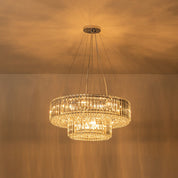 Dwupoziomowy Kryształowy żyrandol z 12 światłami | Lampa Sufitowa do Salonu