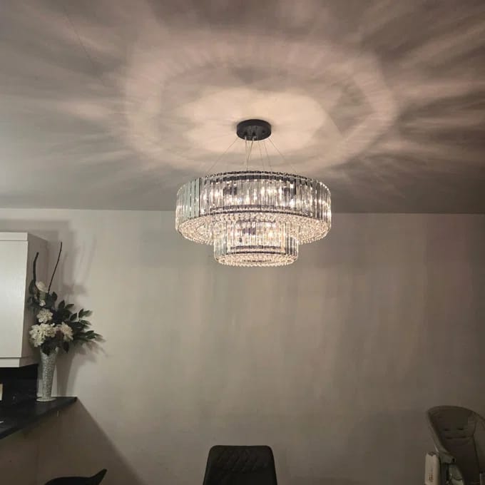 Dwupoziomowy Kryształowy żyrandol z 12 światłami | Lampa Sufitowa do Salonu