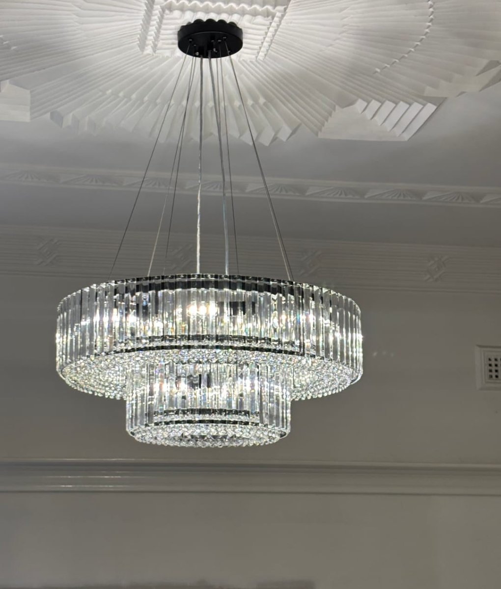 Dwupoziomowy Kryształowy żyrandol z 12 światłami | Lampa Sufitowa do Salonu