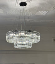 Dwupoziomowy Kryształowy żyrandol z 12 światłami | Lampa Sufitowa do Salonu