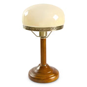 Lampa Stołowa z Drewnianą Podstawą i Szklaną Kopułą