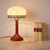 Lampa Stołowa z Drewnianą Podstawą i Szklaną Kopułą