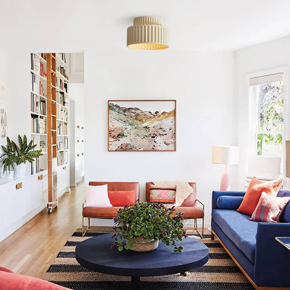 Lampa Sufitowa Kremowa | Lampa do Salonu 2-warstwowa