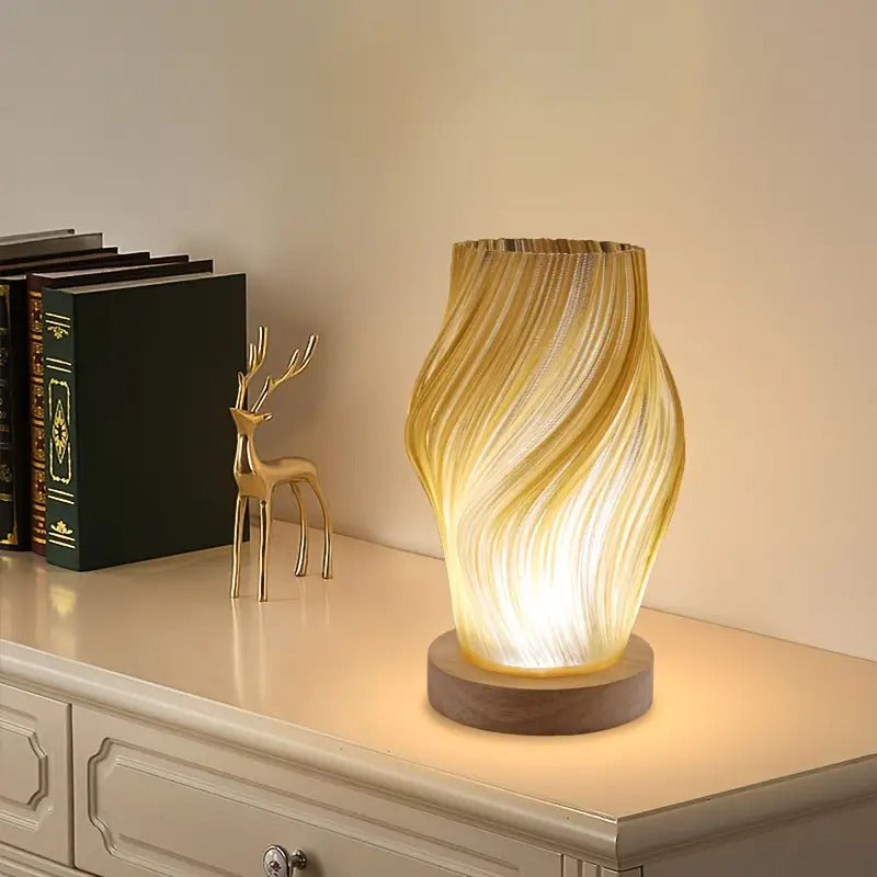 Lampka Biurkowa USB z Drewnianą Podstawą