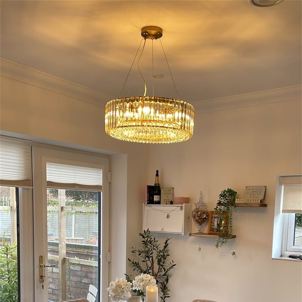 Okrągła Kryształowa Lampa Sufitowa | Efektowna