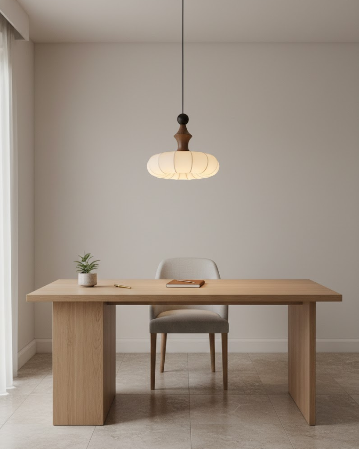 Trójkolorowa Lampa Sufitowa LED | Drewniana Podstawa