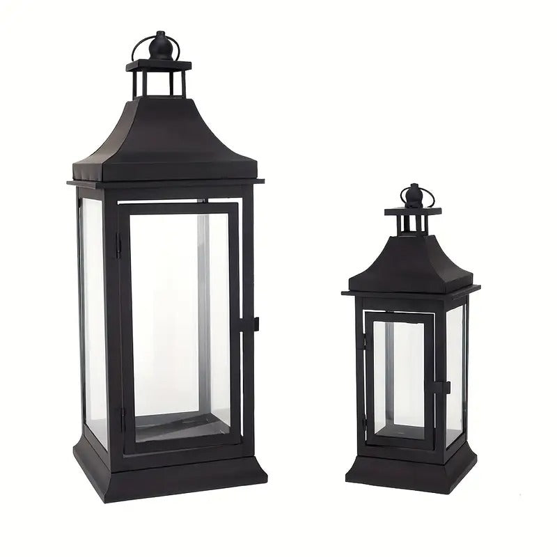 Zestaw Dwóch Metalowych Zewnętrznych Lampionów na Świece