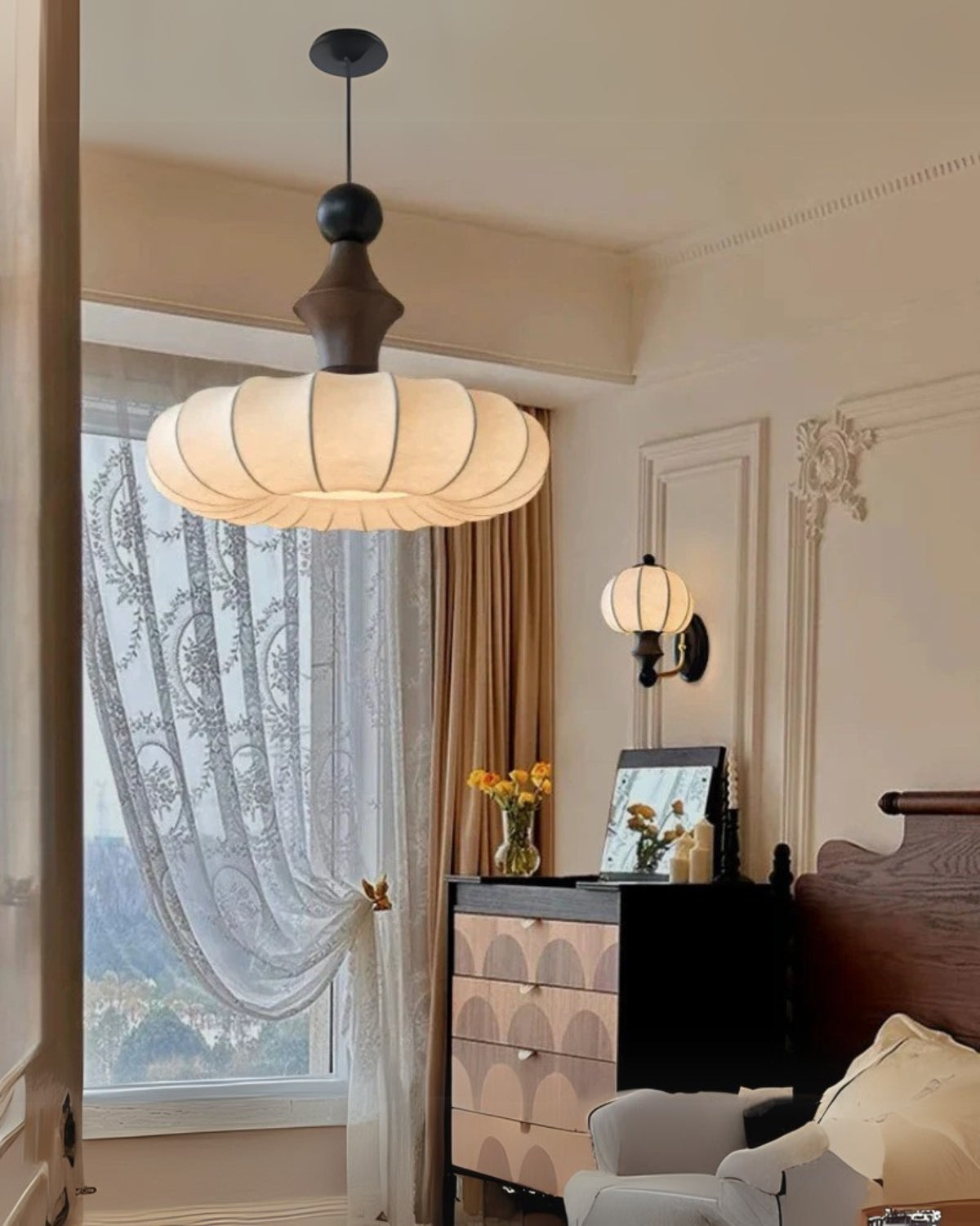 Trójkolorowa Lampa Sufitowa LED | Drewniana Podstawa